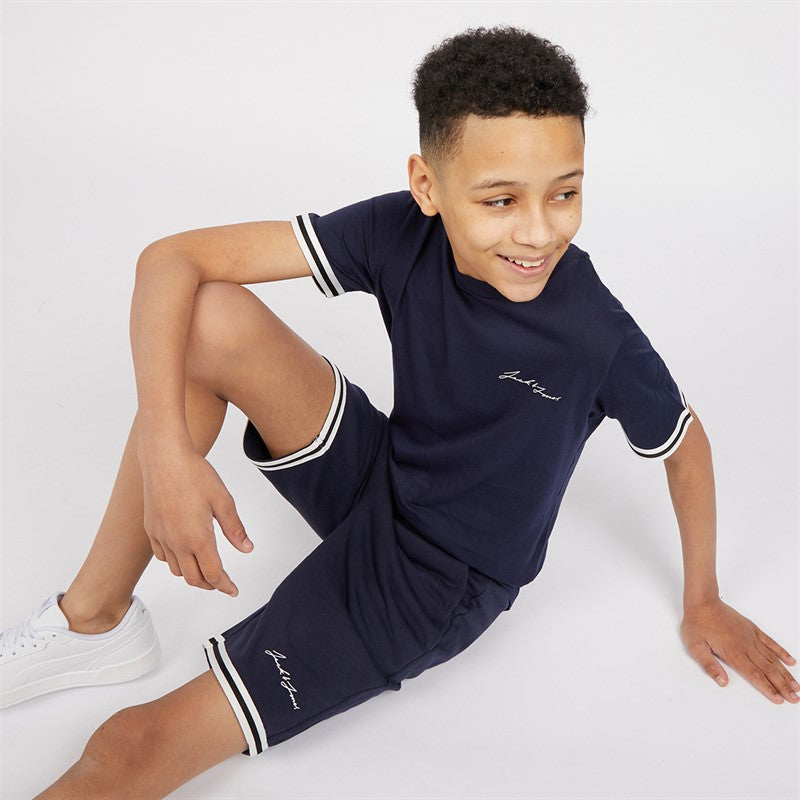 JACK &amp; JONES Boys Jaxon T-Shirt And Shorts Set Navy Blazer