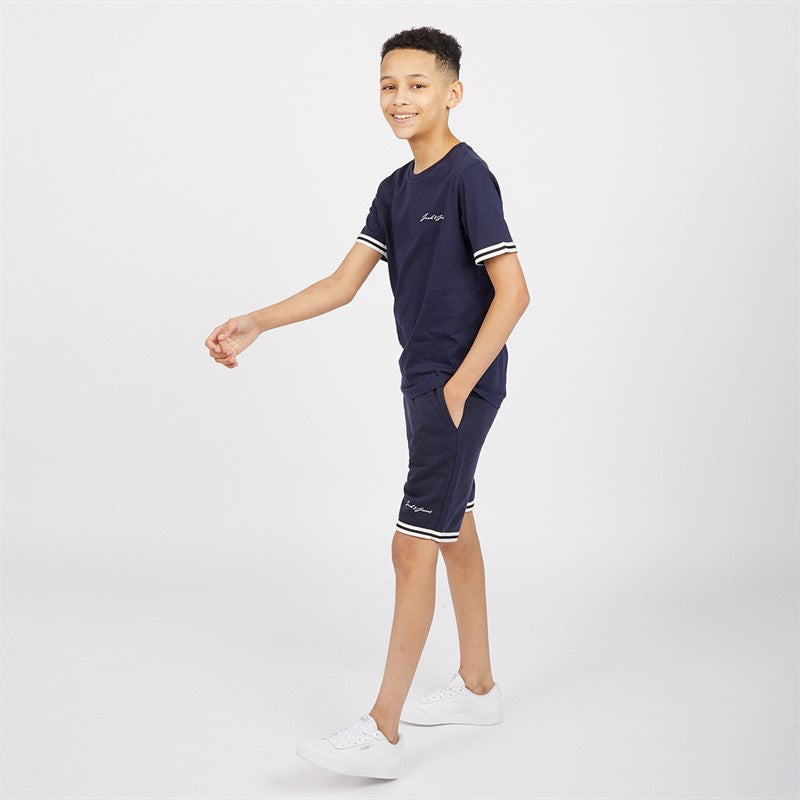JACK &amp; JONES Boys Jaxon T-Shirt And Shorts Set Navy Blazer