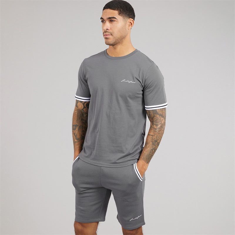 JACK &amp; JONES Mens Jaxon T-Shirt And Shorts Set Castlerock