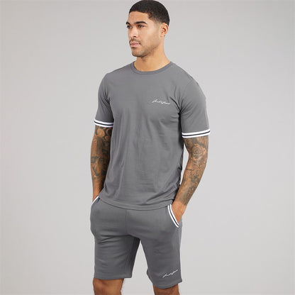 JACK &amp; JONES Mens Jaxon T-Shirt And Shorts Set Castlerock