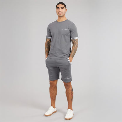 JACK &amp; JONES Mens Jaxon T-Shirt And Shorts Set Castlerock