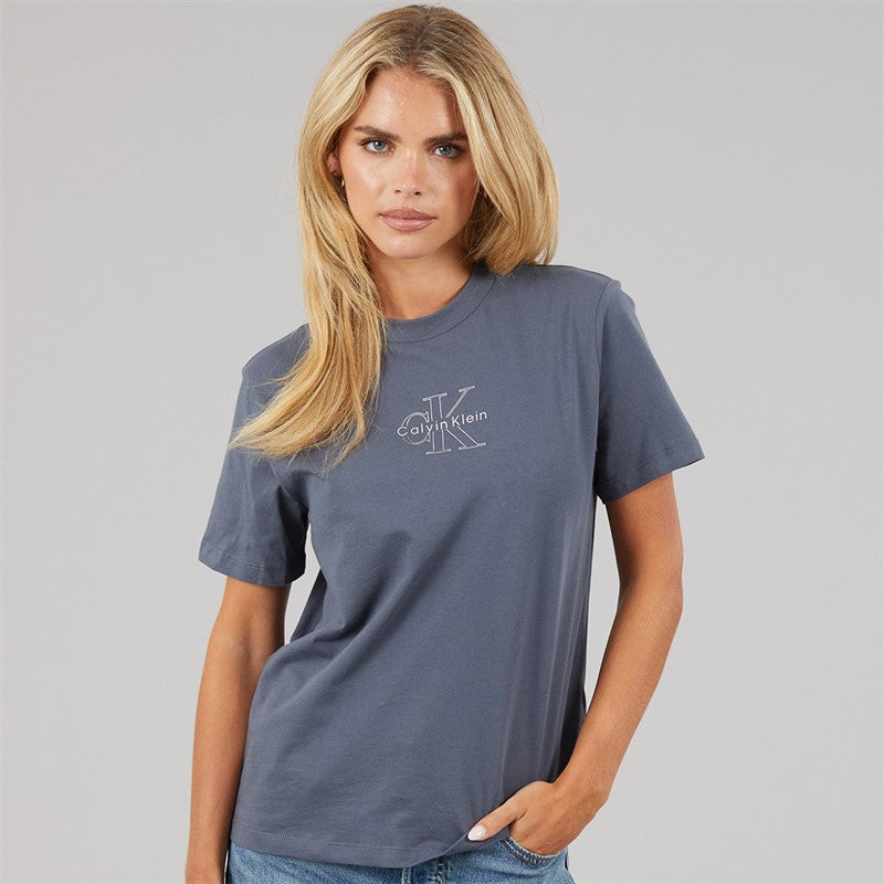 Calvin Klein Jeans Womens Classic Foil Mono T-Shirt Turbulence