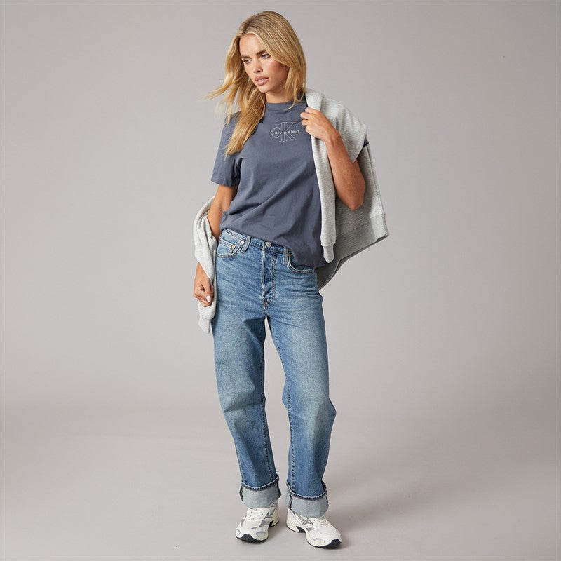 Calvin Klein Jeans Womens Classic Foil Mono T-Shirt Turbulence