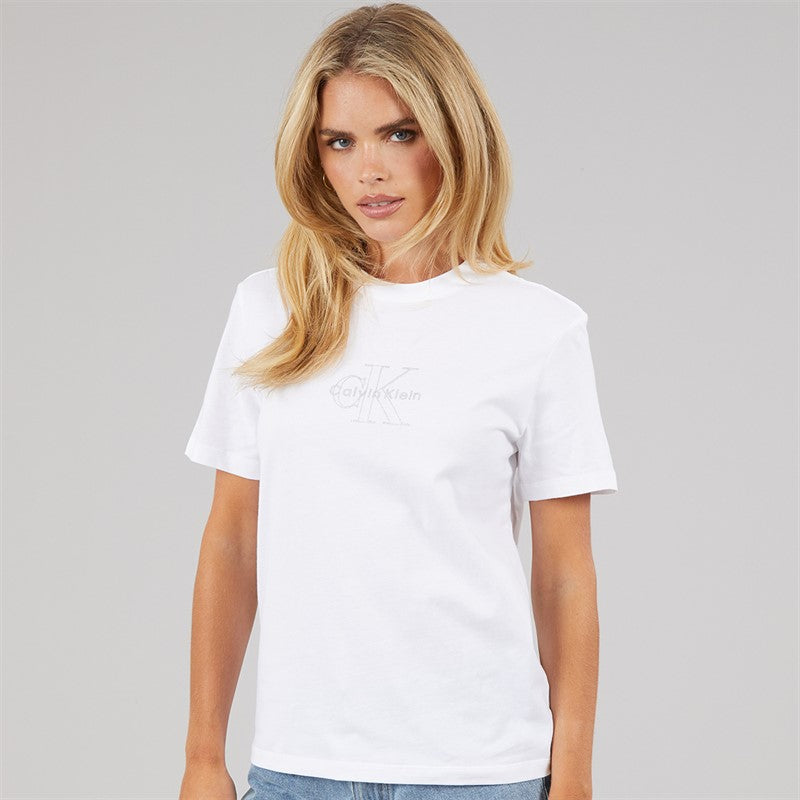 Calvin Klein Jeans Womens Clasic Monologo T-Shirt Bright White