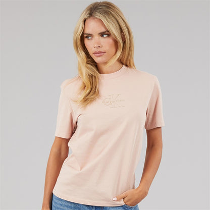 Calvin Klein Jeans Womens Classic Foil Mono T-Shirt Tuscan Wind