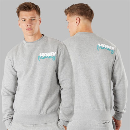 Money Mens Three Pack Crew Neck Tracksuit And T-Shirt Set Grey Melange