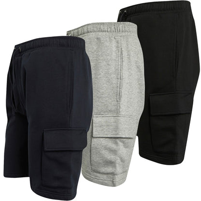 French Connection Mens Jersey Cargo Three Pack Shorts Multi 1 - Black/Marine/Light Grey Mel