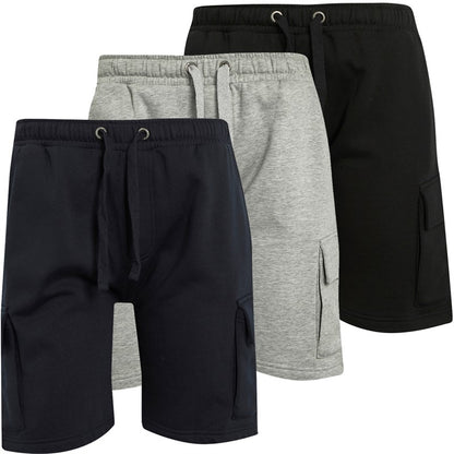French Connection Mens Jersey Cargo Three Pack Shorts Multi 1 - Black/Marine/Light Grey Mel