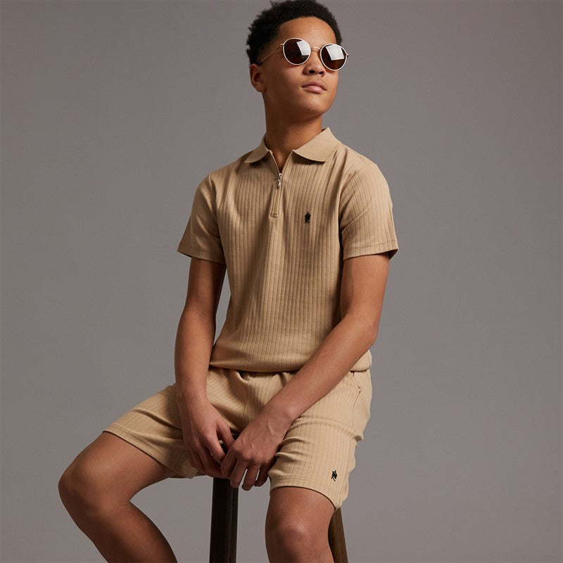 French Connection Boys Resort Drop Needle Short Sleeve Polo And Shorts Set Stone