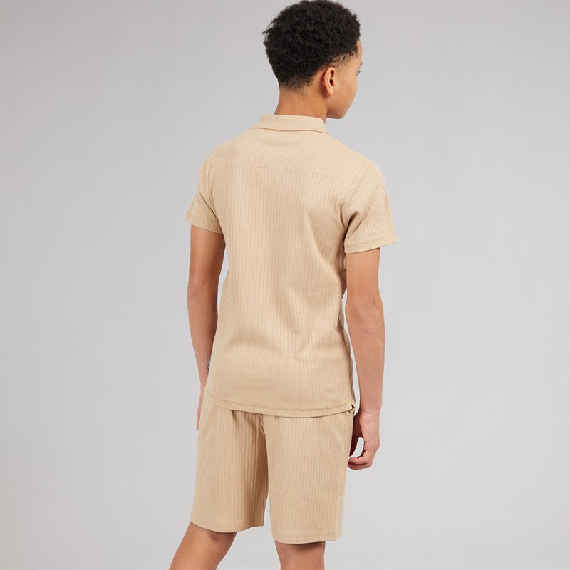 French Connection Boys Resort Drop Needle Short Sleeve Polo And Shorts Set Stone
