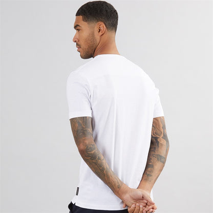 French Connection Mens Stripe T-Shirt White/Sky/Marine