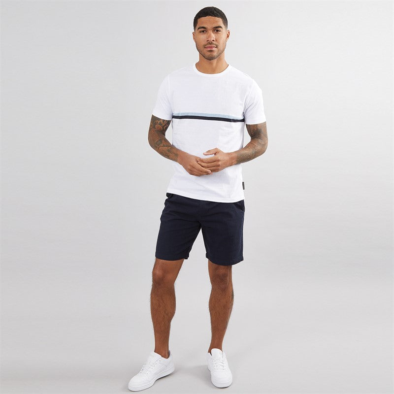 French Connection Mens Stripe T-Shirt White/Sky/Marine