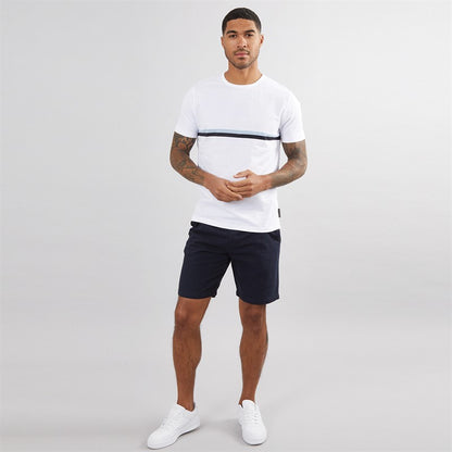 French Connection Mens Stripe T-Shirt White/Sky/Marine