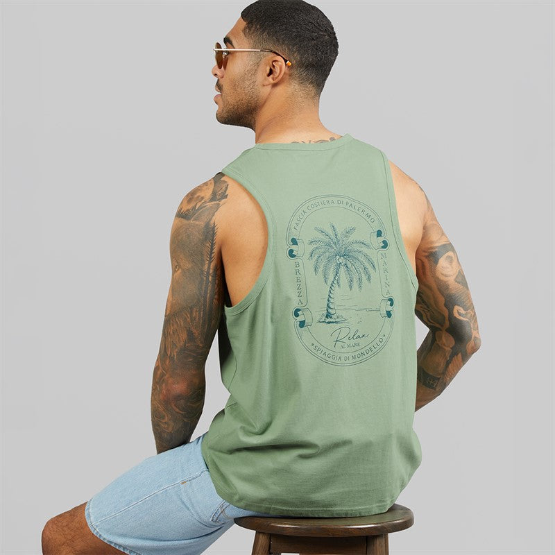 Mens Onda Ringer Two Pack Vests Sage/Ecru