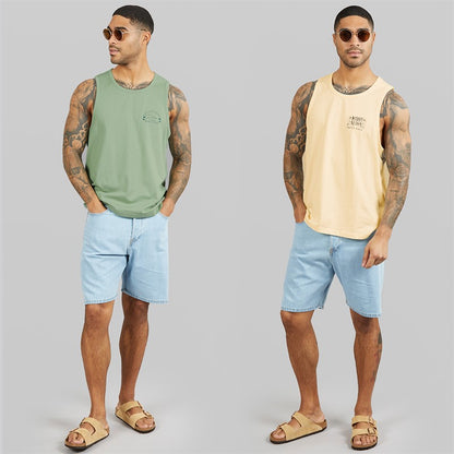 Mens Onda Ringer Two Pack Vests Sage/Ecru