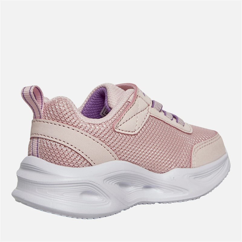 SKECHERS Infant Girls Solar Glow Lights Trainers Light Pink