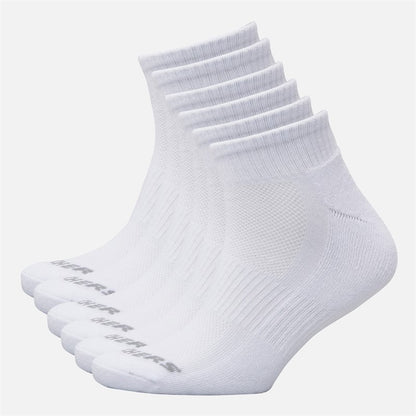 SKECHERS Six Pack Quarter Socks White Traditional