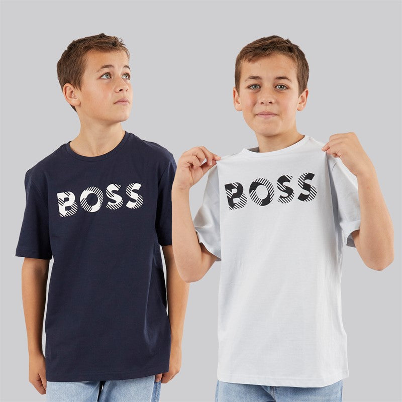 BOSS Boys Two Pack T-Shirts Navy Pale Blue