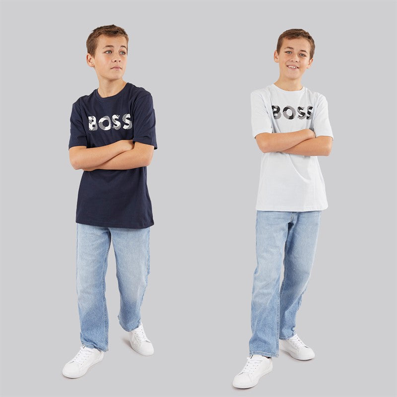 BOSS Boys Two Pack T-Shirts Navy Pale Blue
